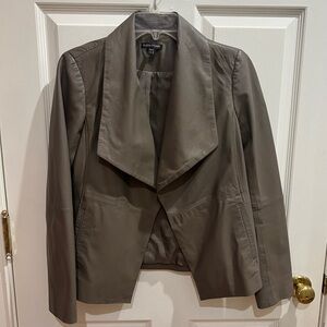 Eileen Fisher Women's Open Front Lamb Leather Jacket Sz XS Silk Lined Luxury